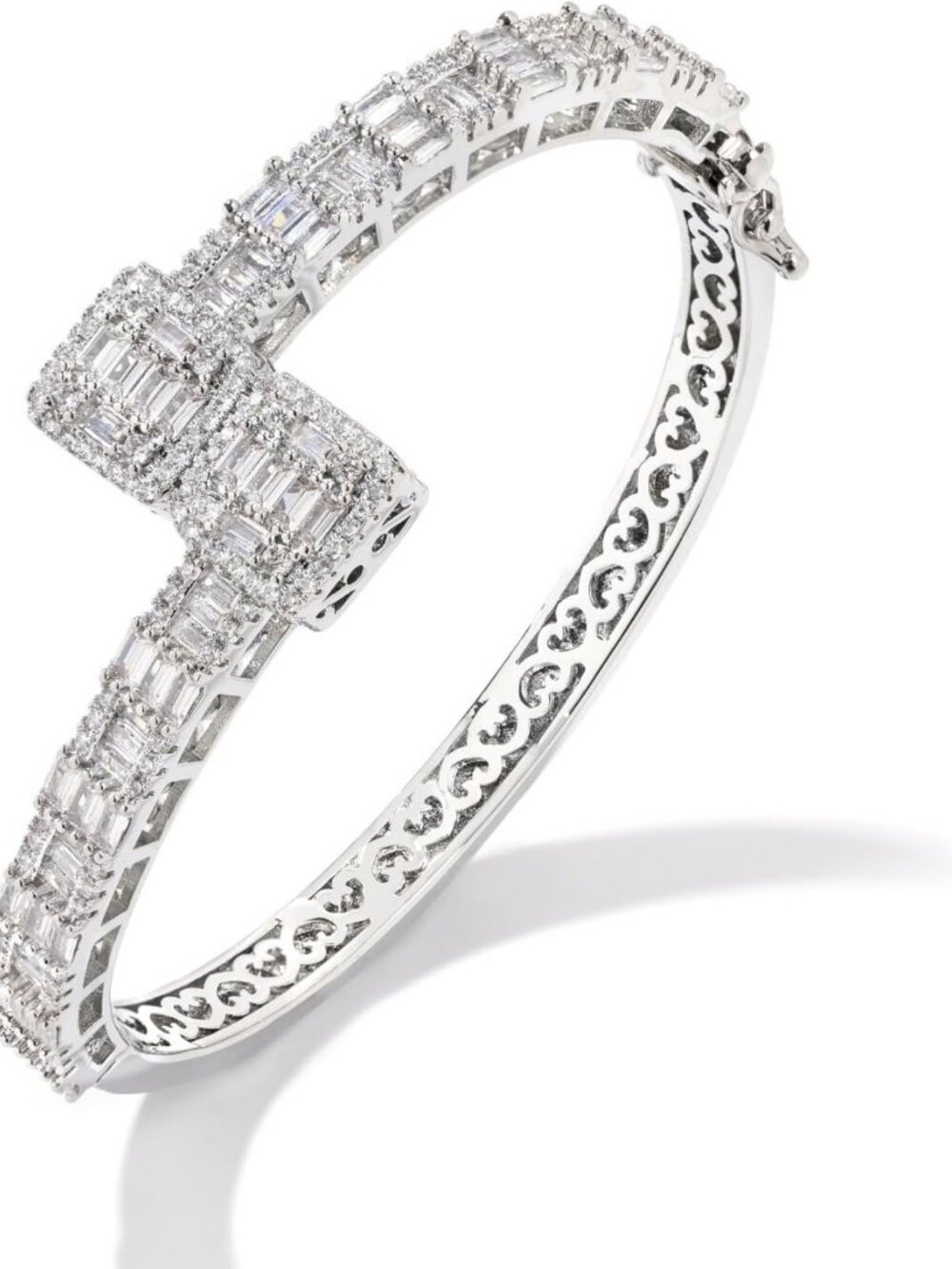 Iced Out Baguette Diamond Bracelet for Women & Men, Hip Hop Gold Silver Cuff